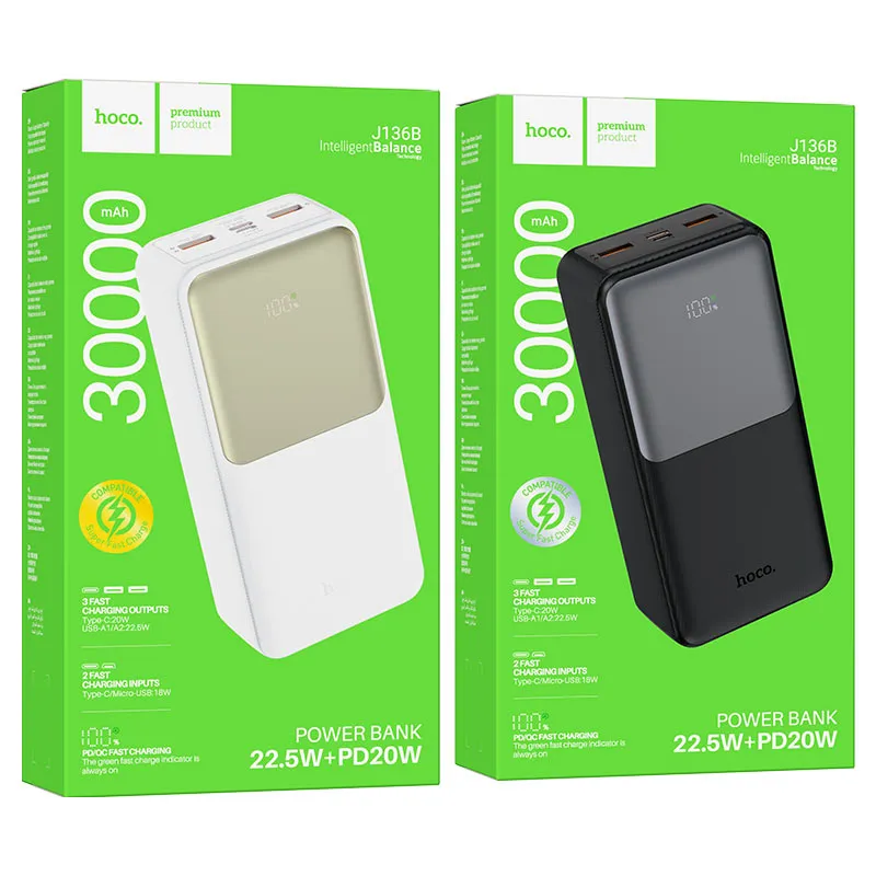 Power bank “J136B Sirui” 22.5W + PD20W 30000mAh