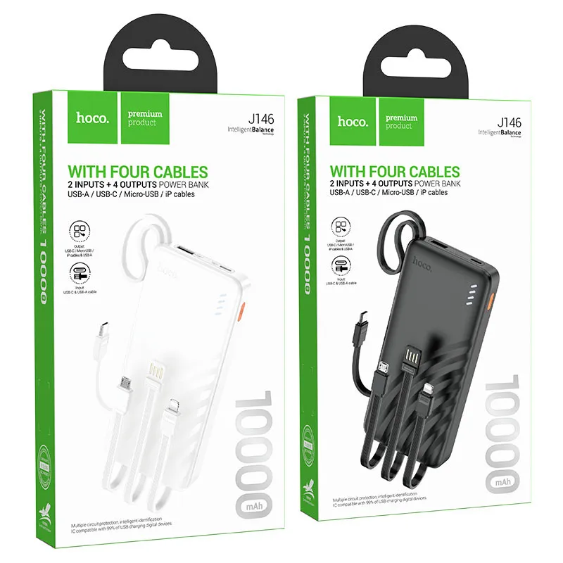 Hoco Power bank "J146 Night tide" 4 cables 10000mAh