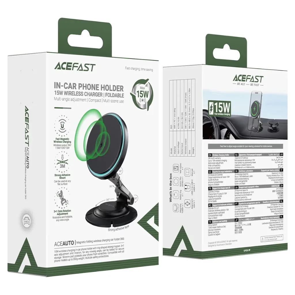ACEFAST Fast Wireless Charger Magnetic Car Holder D65