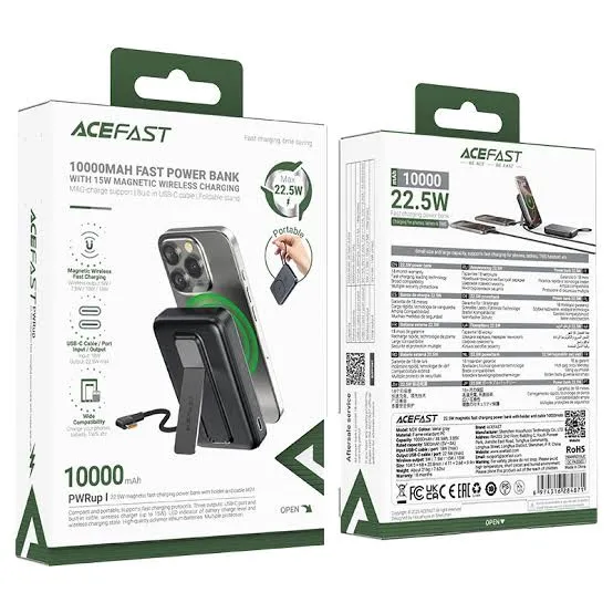 ACEFAST M24 10000mAh Power Bank 22.5W with Magnetic Wireless Charging Cable & Stand