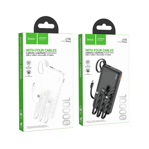 HOCO. Power Bank J146 Fast Charge 10000mAh PD Type-C 20W and USB-A with Digital Led Indicator