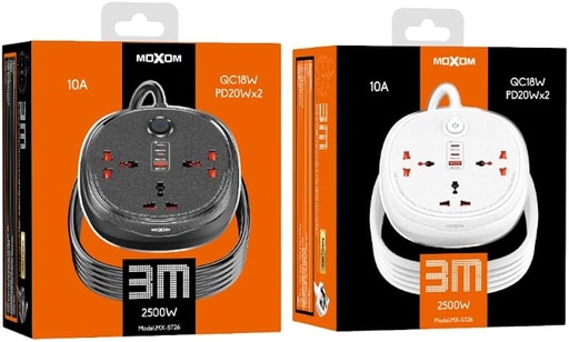 MOXOM Pd 20W QC18W Qc3.0 Extension Cord 3Ac Universal Socket Uk Eu Travel Power Strip With Usb 2 Type C
